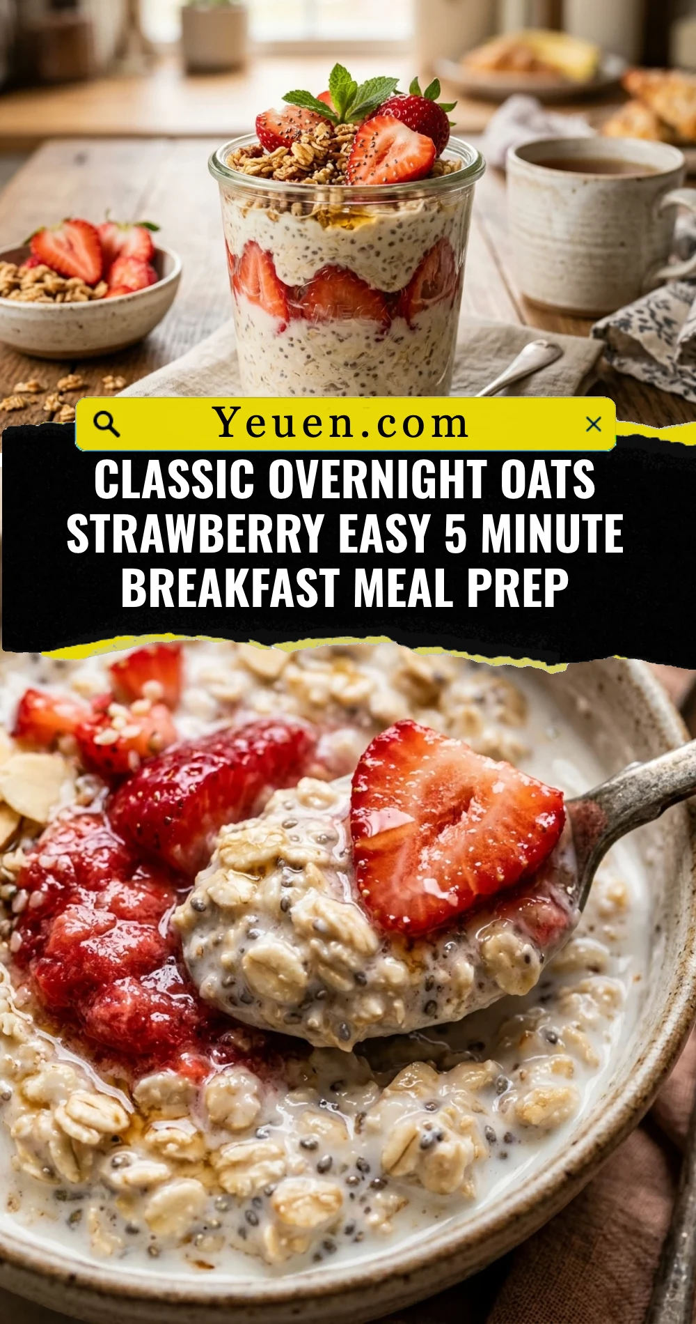 Classic Overnight Oats Strawberry Easy 5 Minute Breakfast Meal Prep