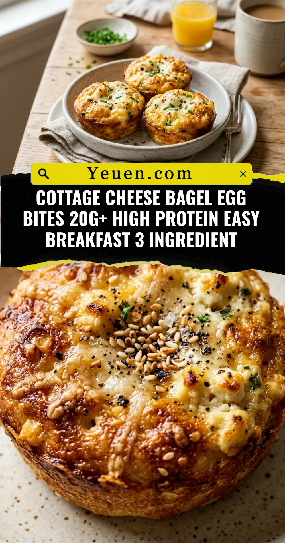 Cottage Cheese Bagel Egg Bites 20g+ High Protein Easy Breakfast 3 Ingredient