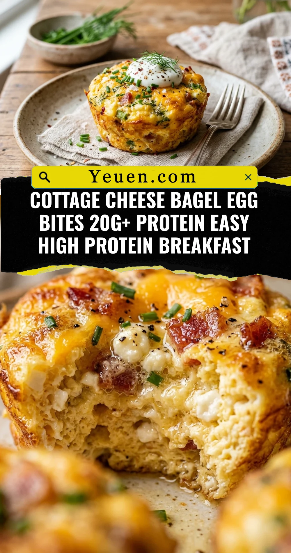 Cottage Cheese Bagel Egg Bites 20g+ Protein Easy High Protein Breakfast