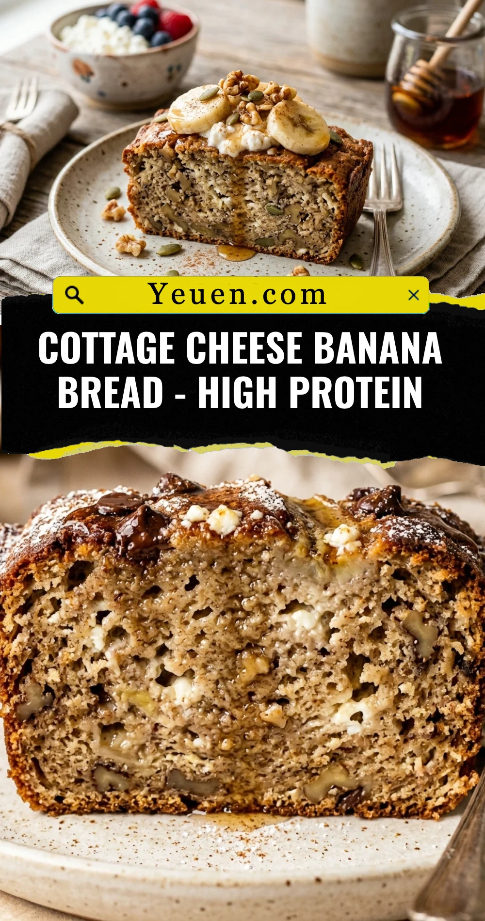 Cottage Cheese Banana Bread - High Protein