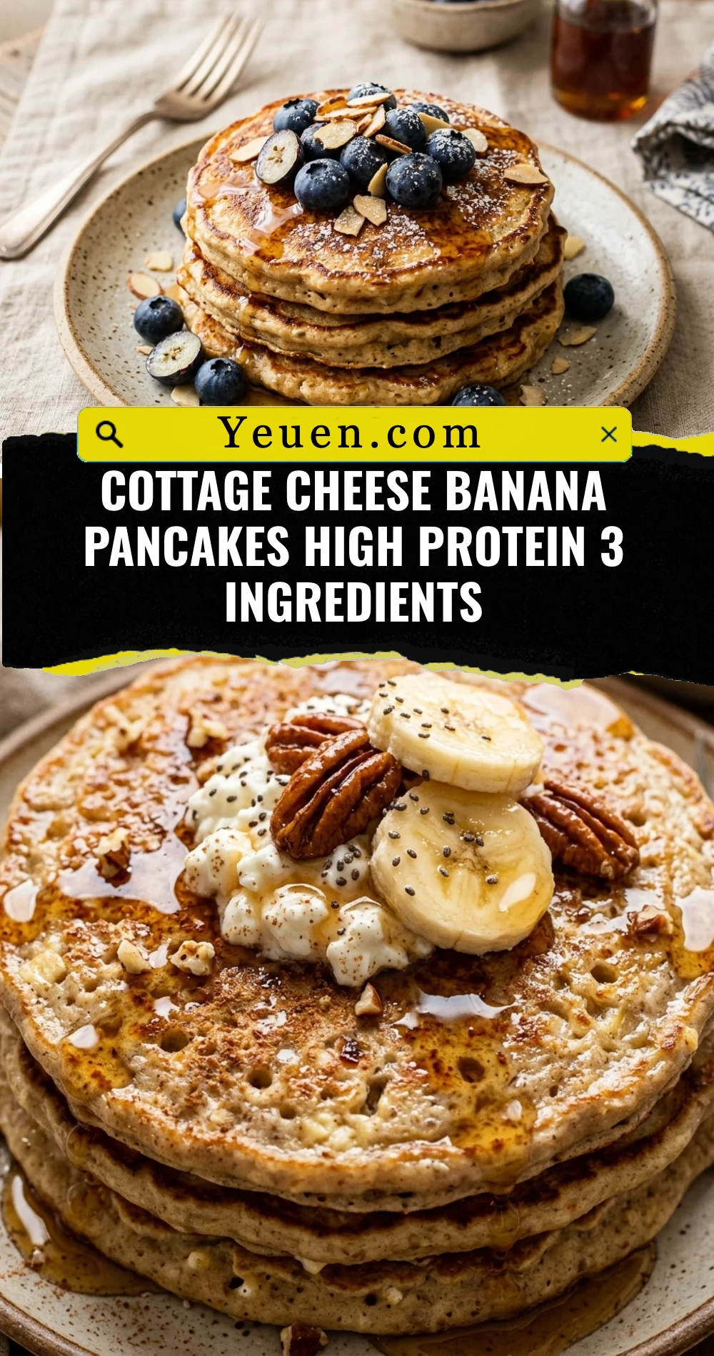 Cottage Cheese Banana Pancakes High Protein 3 Ingredients