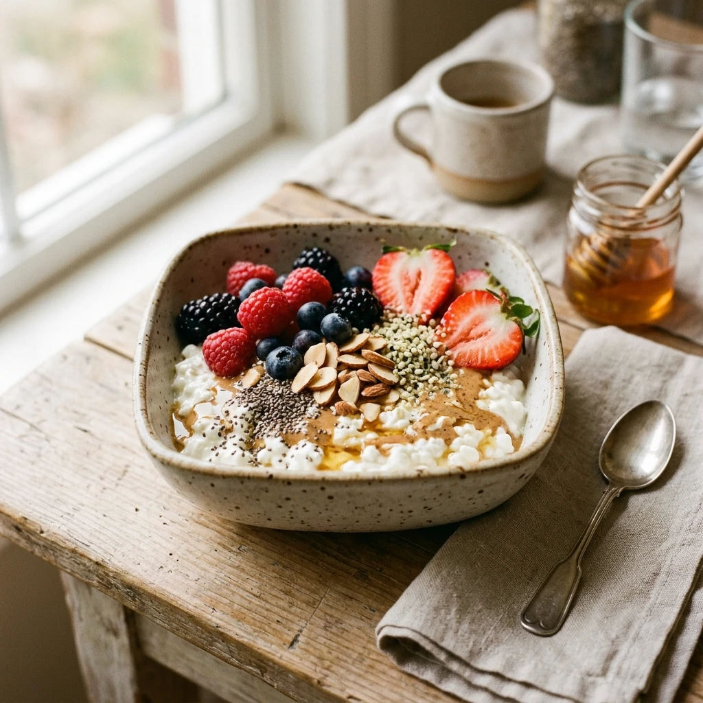 Cottage Cheese Bowl Breakfast 20g+ Protein Meal Prep Easy High Protein
