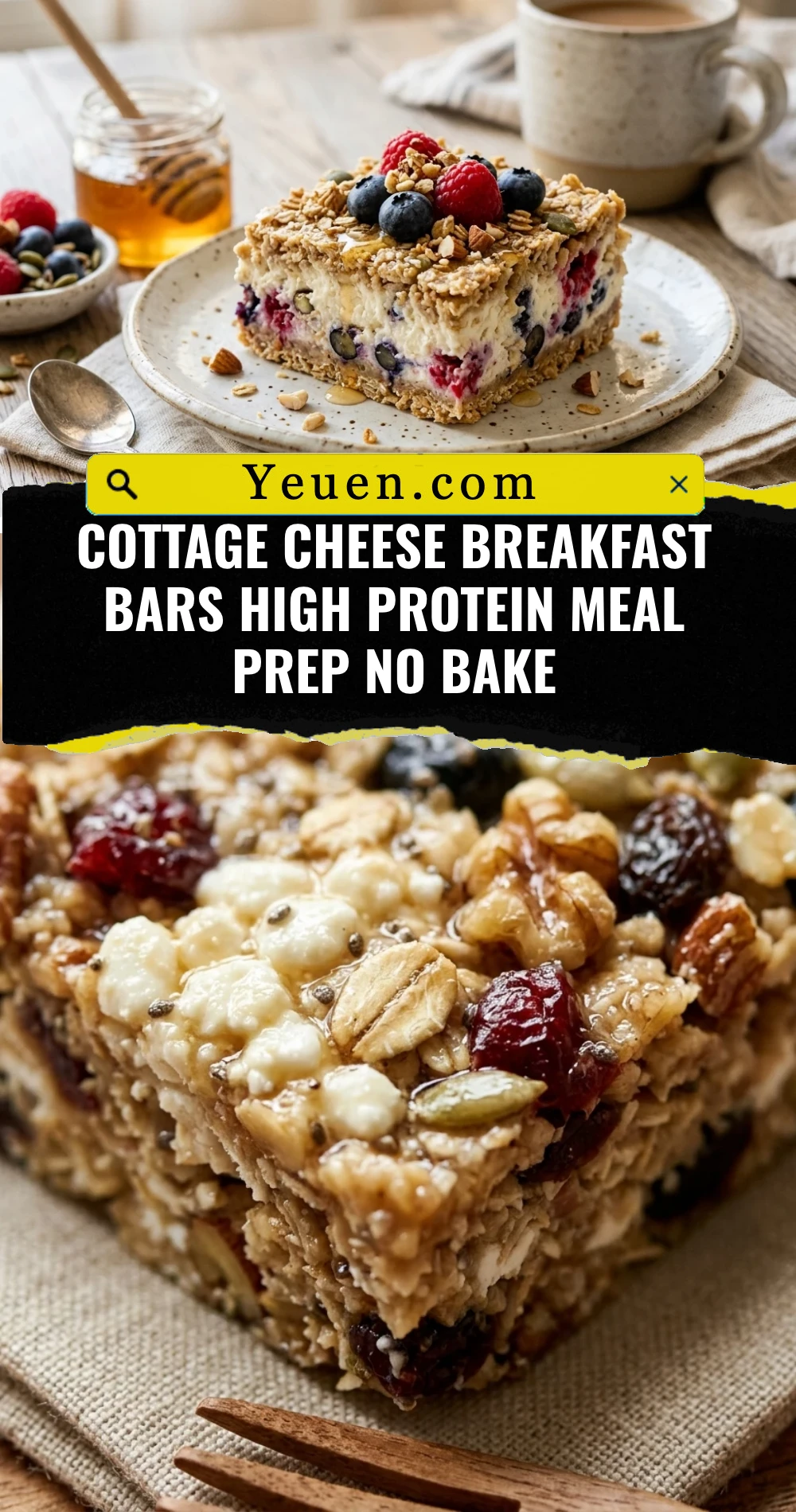Cottage Cheese Breakfast Bars High Protein Meal Prep No Bake