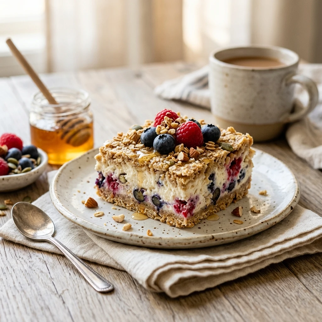 Cottage Cheese Breakfast Bars High Protein Meal Prep No Bake
