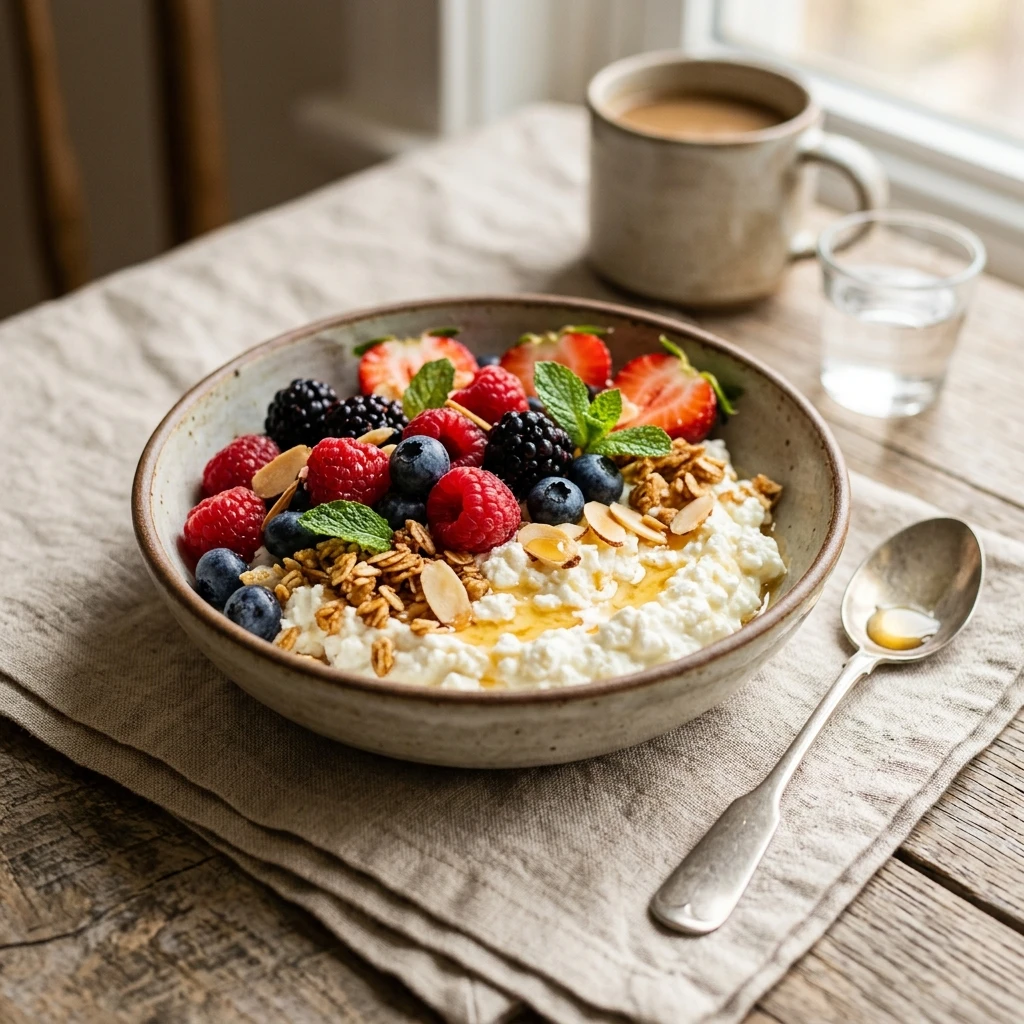 Cottage Cheese Breakfast Bowl Sweet High Protein Berries