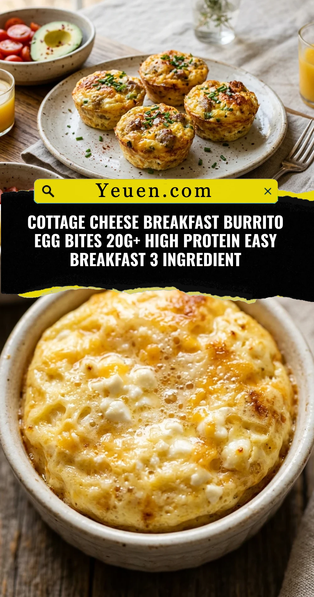 Cottage Cheese Breakfast Burrito Egg Bites 20g+ High Protein Easy Breakfast 3 Ingredient