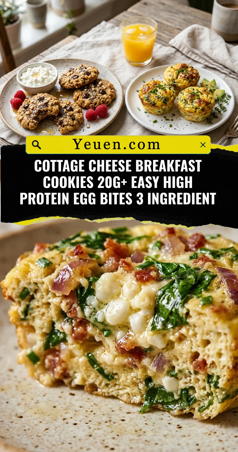 Cottage Cheese Breakfast Cookies 20g+ Easy High Protein Egg Bites 3 Ingredient