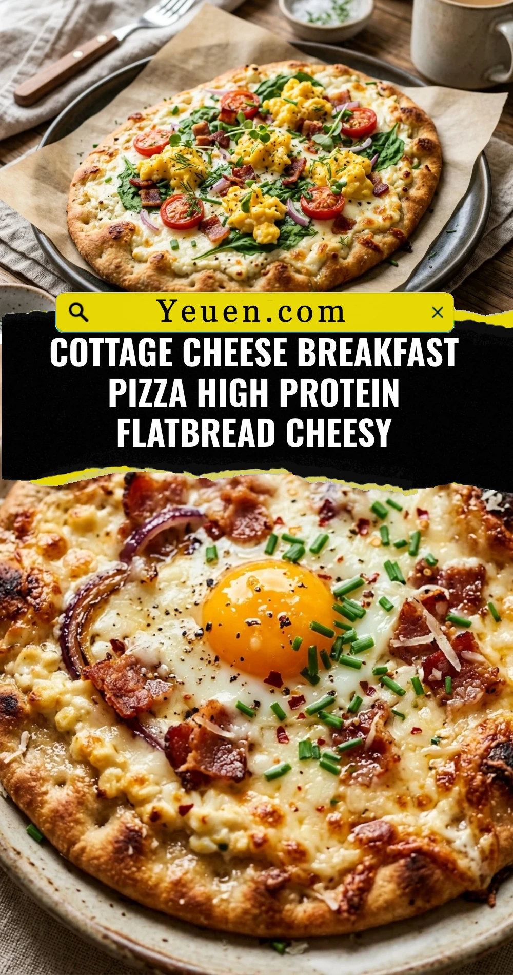 Cottage Cheese Breakfast Pizza High Protein Flatbread Cheesy