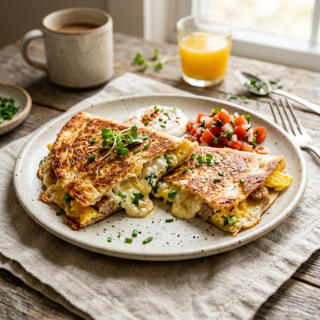 Cottage Cheese Breakfast Quesadilla High Protein Cheesy Crispy