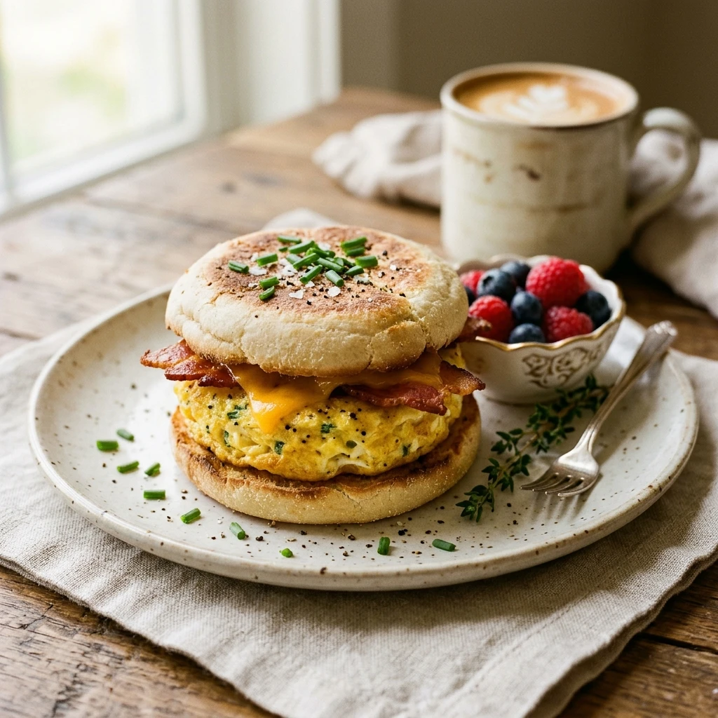 Cottage Cheese Breakfast Sandwich Egg Bites 20g+ High Protein Easy Breakfast 3 Ingredient