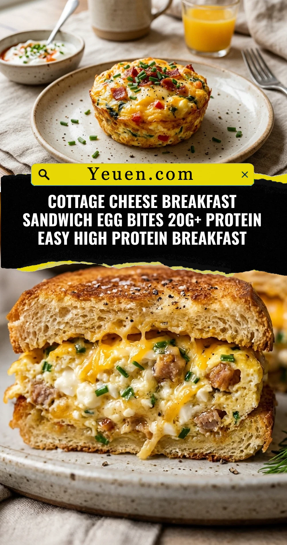 Cottage Cheese Breakfast Sandwich Egg Bites 20g+ Protein Easy High Protein Breakfast