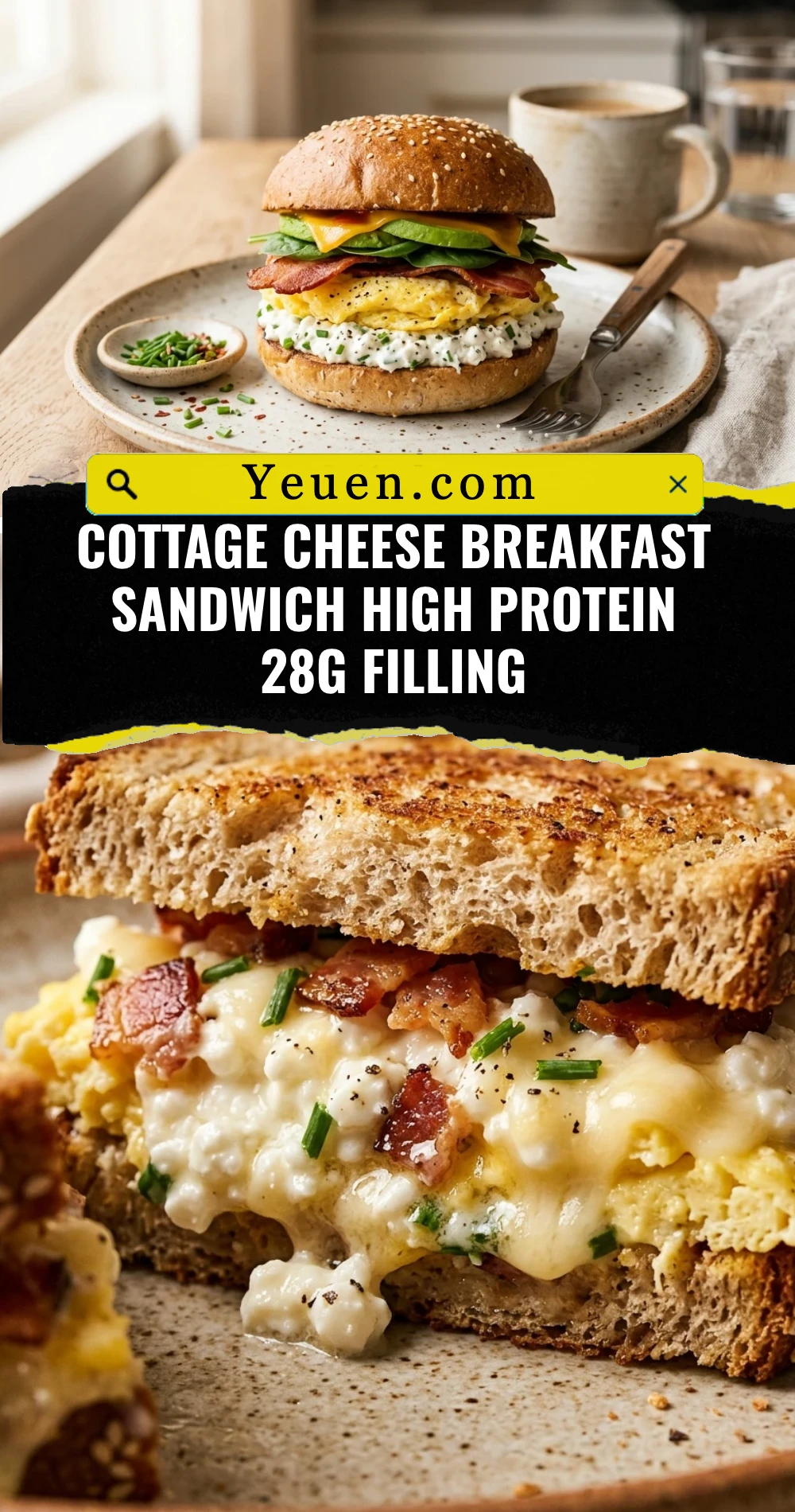 Cottage Cheese Breakfast Sandwich High Protein 28g Filling