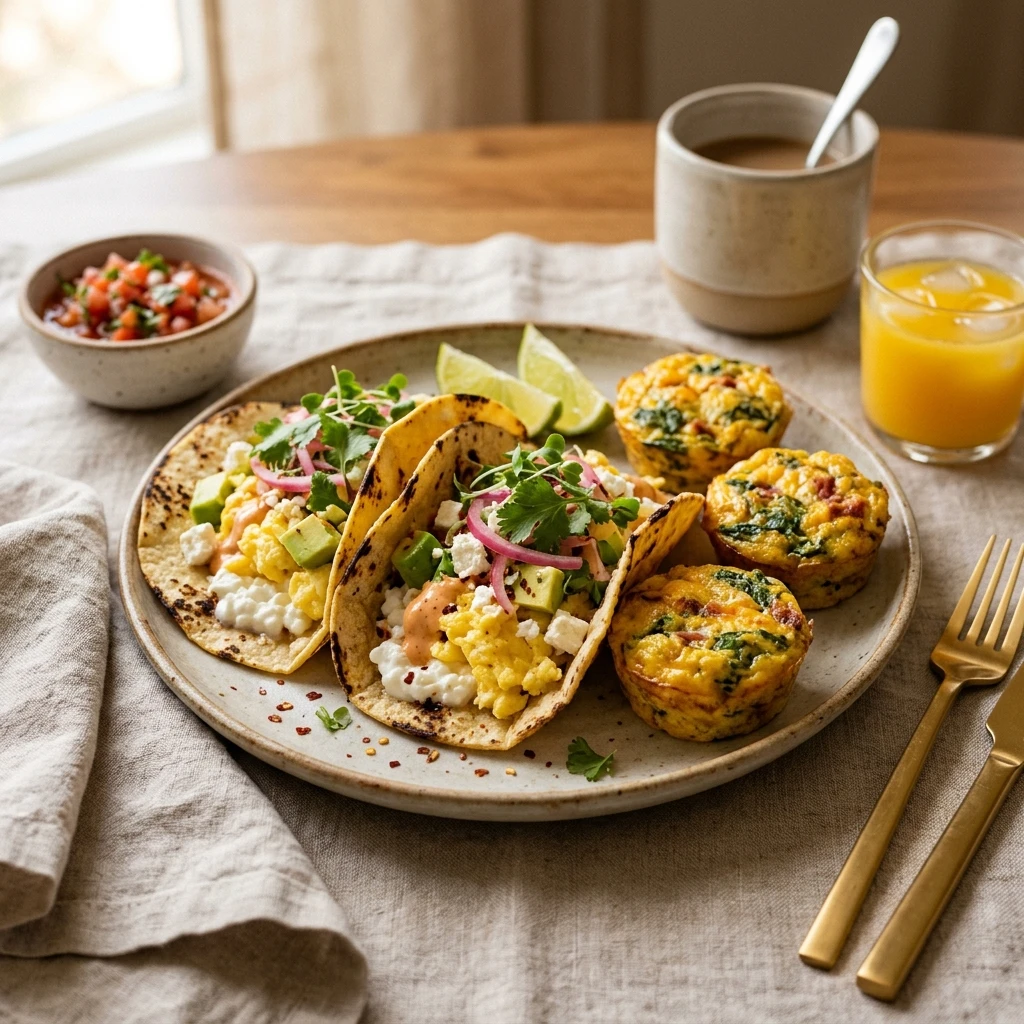 Cottage Cheese Breakfast Tacos 20g+ Easy High Protein Egg Bites 3 Ingredient