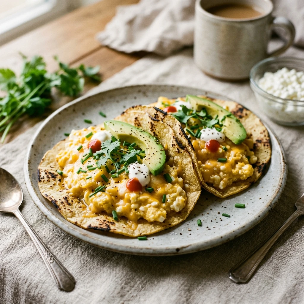 Cottage Cheese Breakfast Tacos High Protein 22g Cheesy