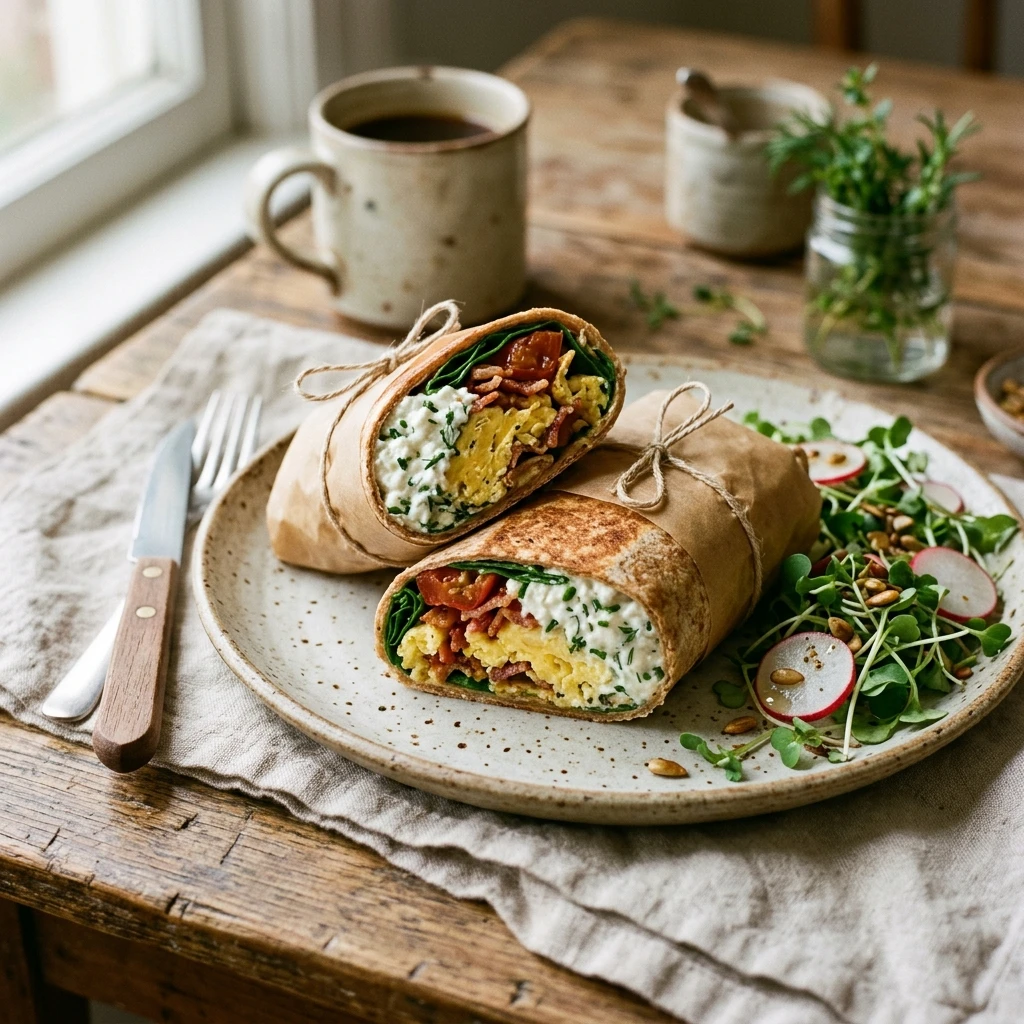 Cottage Cheese Breakfast Wrap High Protein 25g Make Ahead