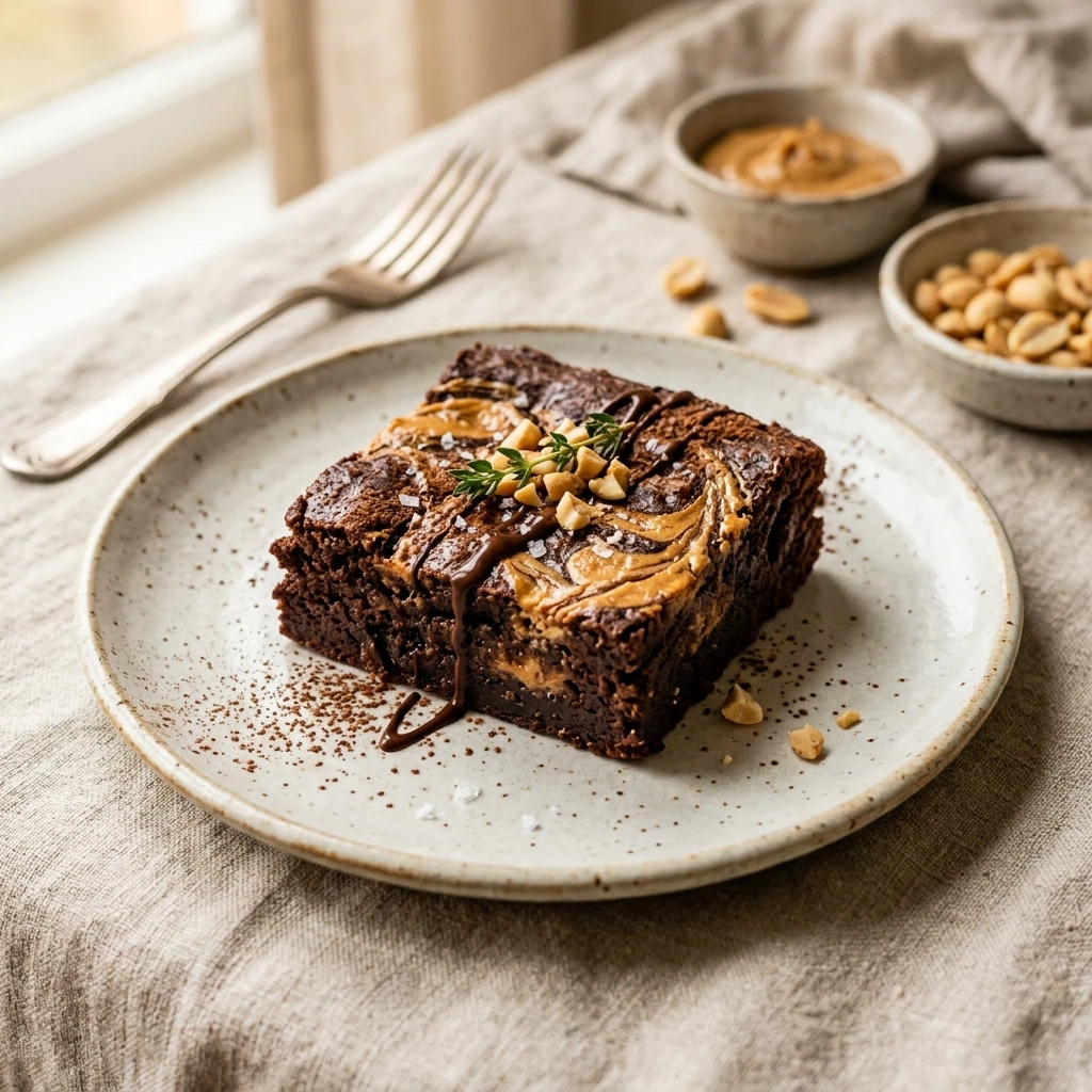 Cottage Cheese Brownies With Peanut Butter Swirl High Protein