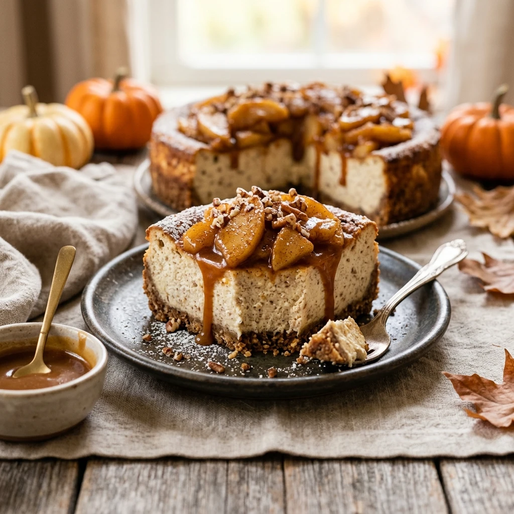 Cottage Cheese Caramel Apple Cheesecake High Protein Fall