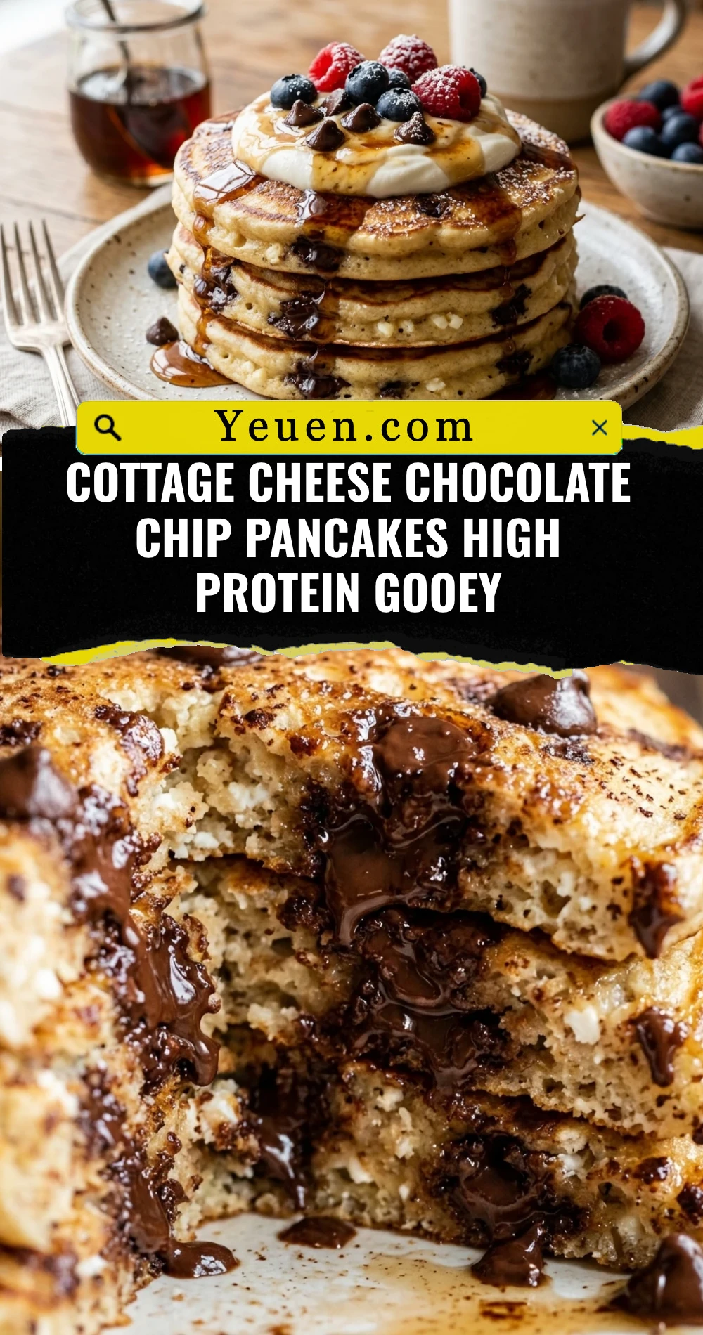 Cottage Cheese Chocolate Chip Pancakes High Protein Gooey