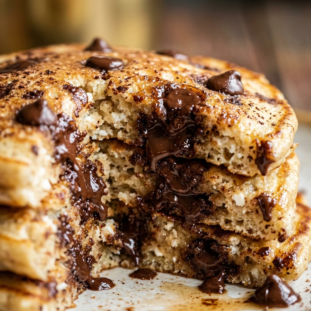 Cottage Cheese Chocolate Chip Pancakes High Protein Gooey