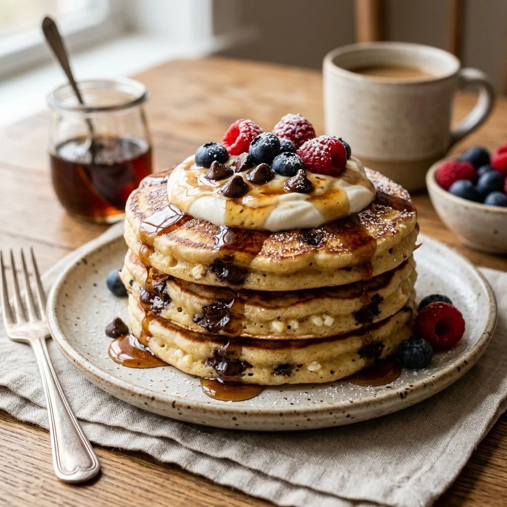 Cottage Cheese Chocolate Chip Pancakes High Protein Gooey