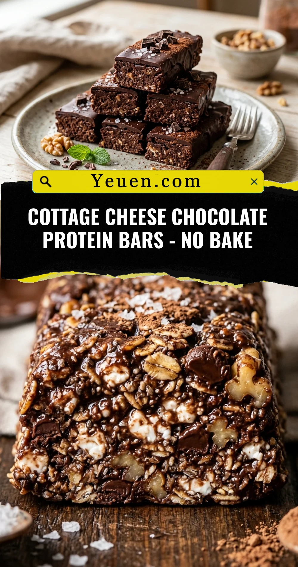 Cottage Cheese Chocolate Protein Bars - No Bake