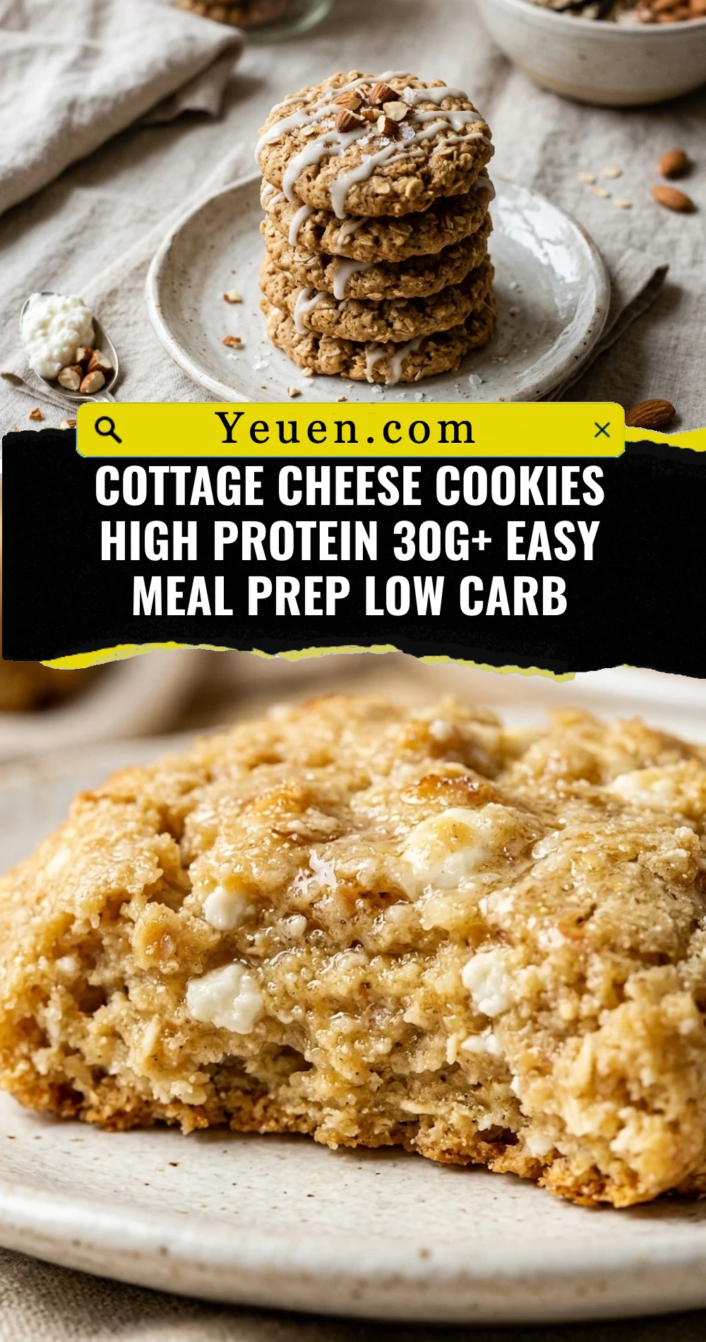 Cottage Cheese Cookies High Protein 30g+ Easy Meal Prep Low Carb
