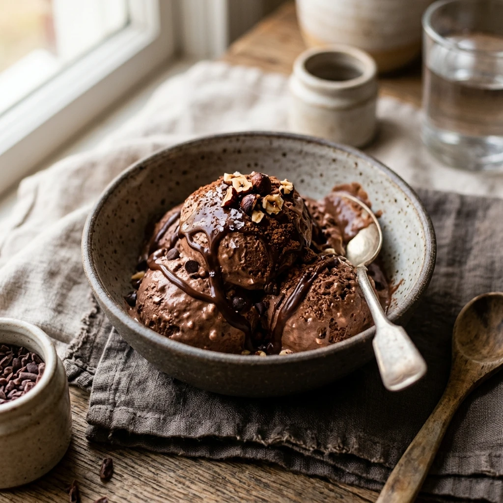 Cottage Cheese Double Chocolate Ice Cream High Protein