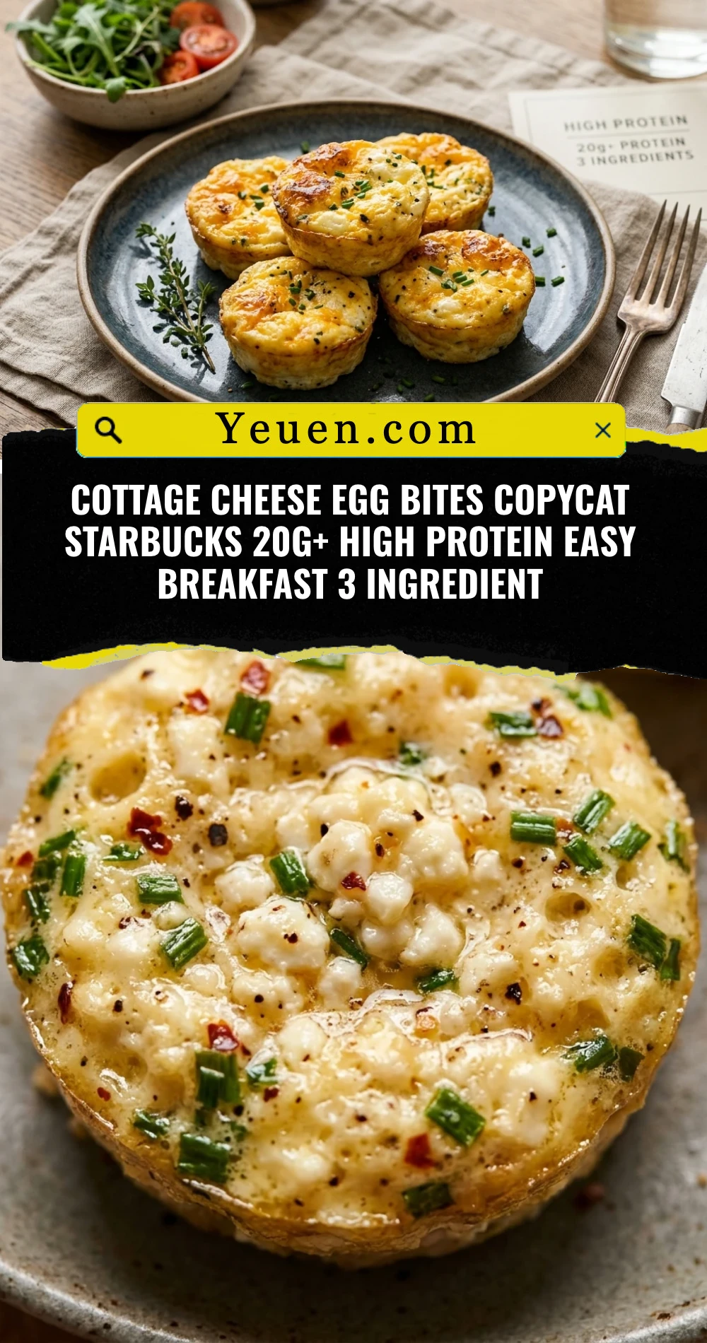 Cottage Cheese Egg Bites Copycat Starbucks 20g+ High Protein Easy Breakfast 3 Ingredient