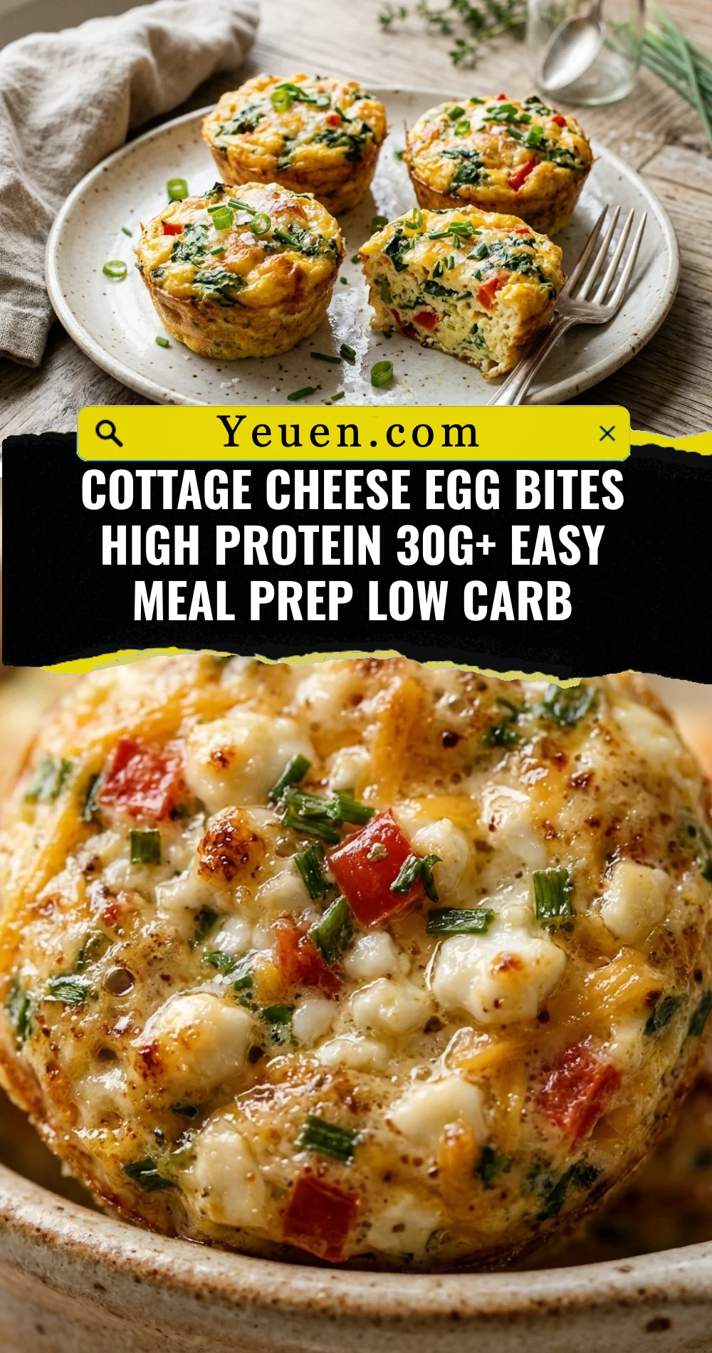 Cottage Cheese Egg Bites High Protein 30g+ Easy Meal Prep Low Carb