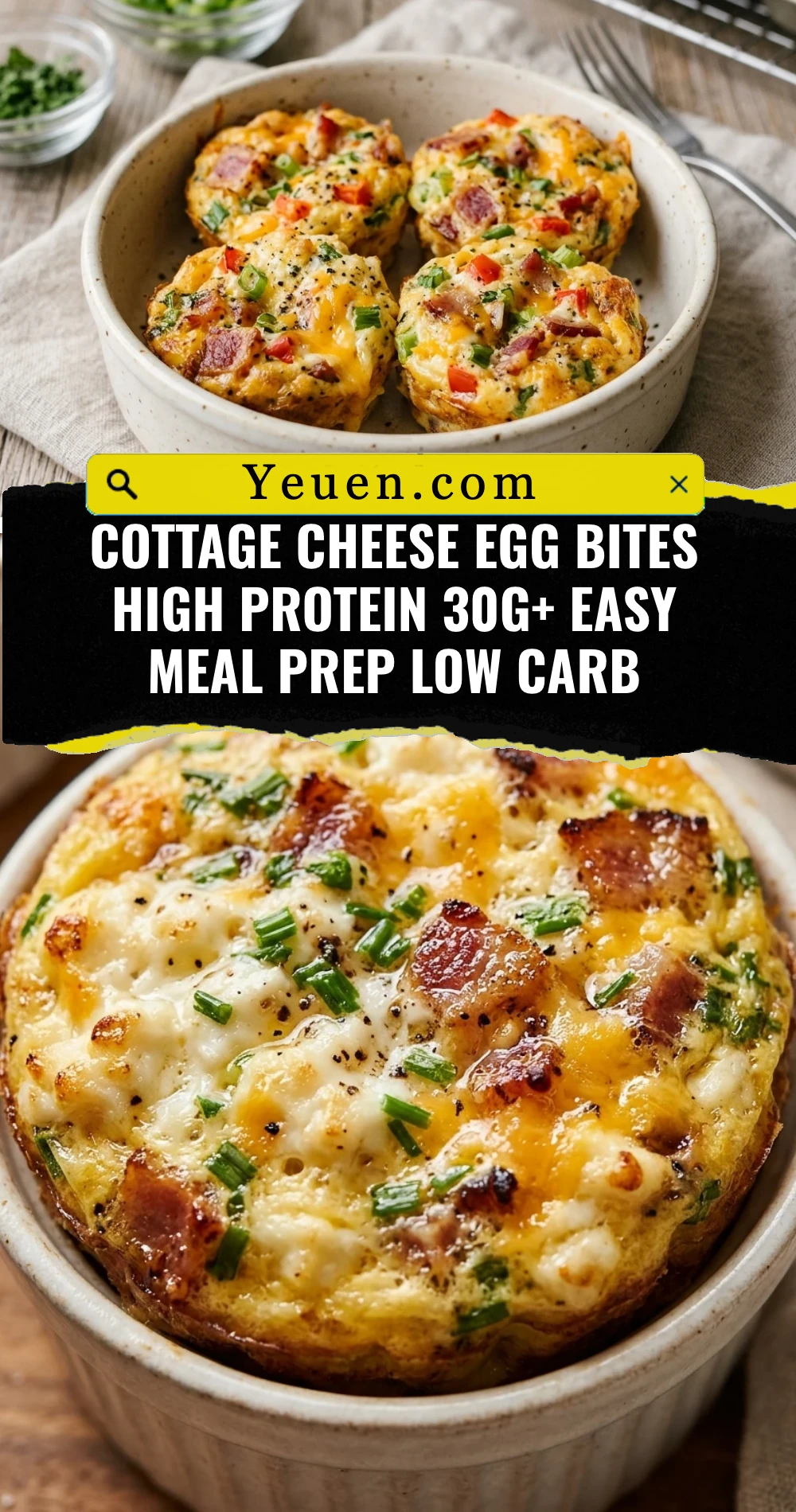 Cottage Cheese Egg Bites High Protein 30g+ Easy Meal Prep Low Carb