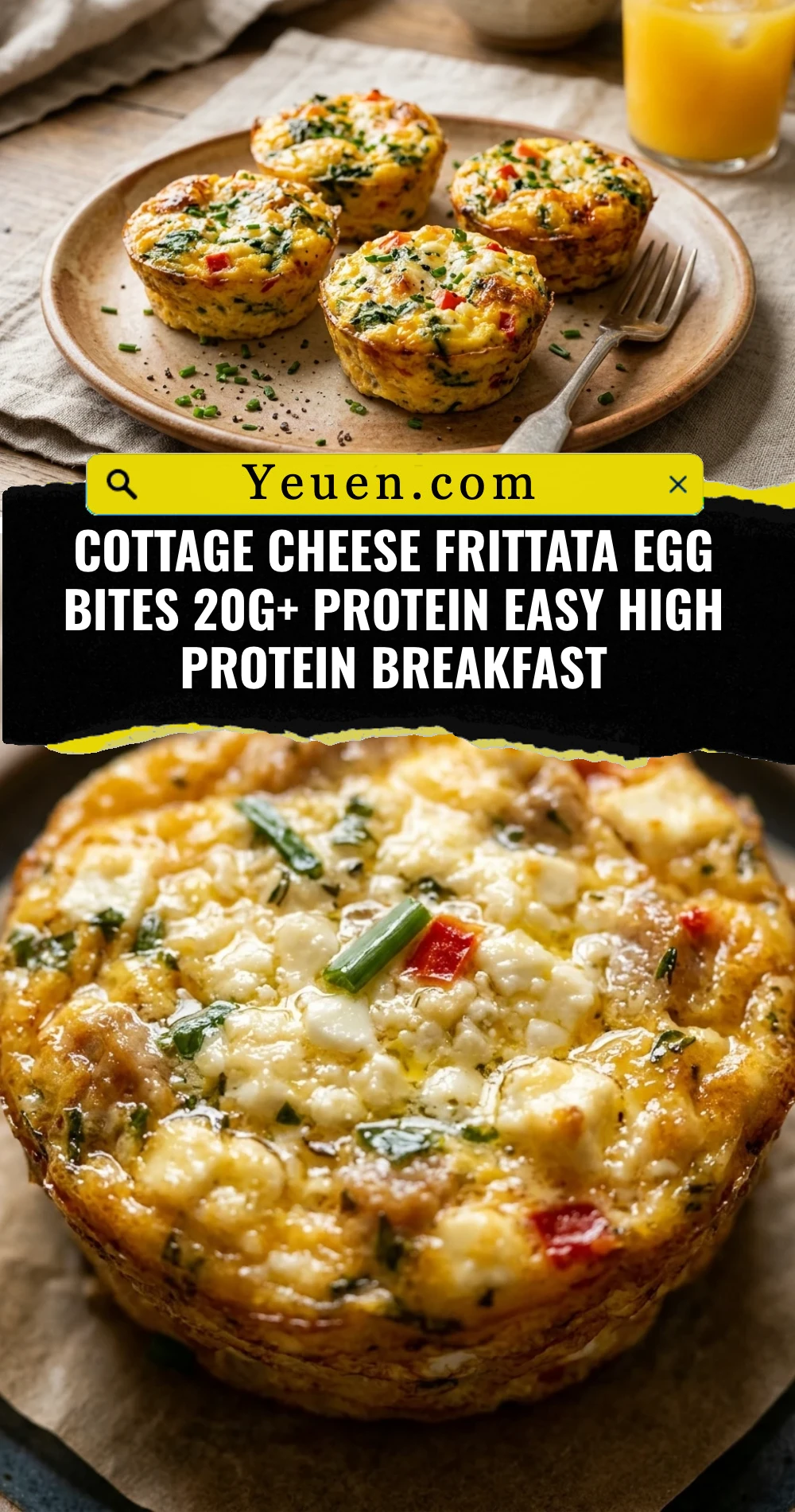 Cottage Cheese Frittata Egg Bites 20g+ Protein Easy High Protein Breakfast