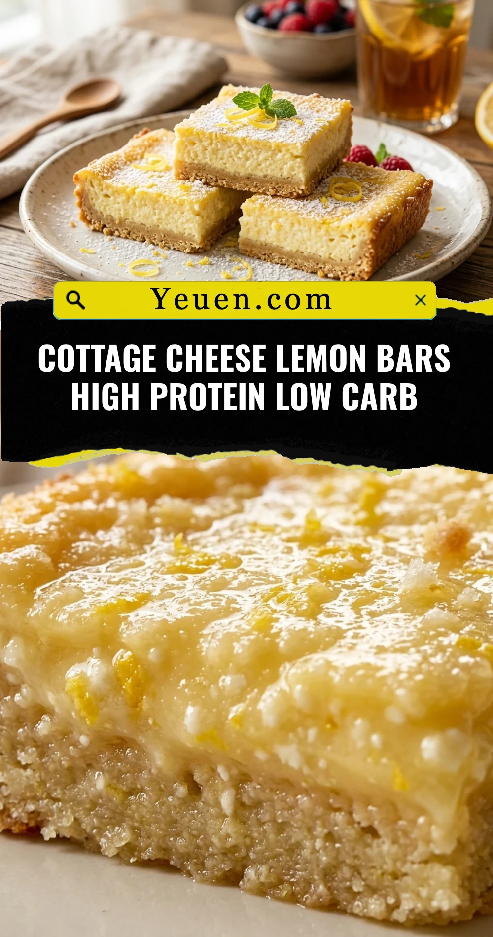 Cottage Cheese Lemon Bars High Protein Low Carb