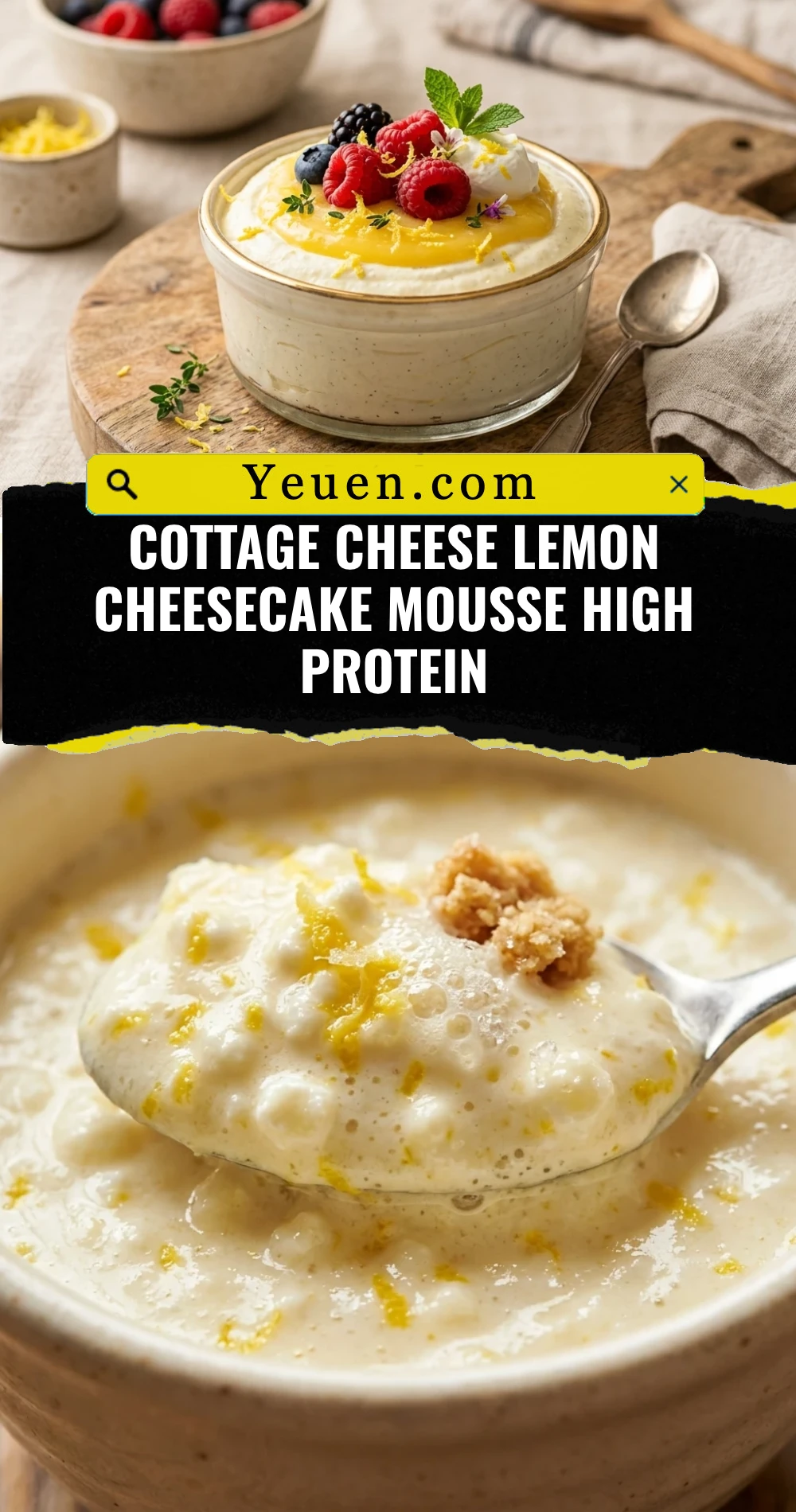 Cottage Cheese Lemon Cheesecake Mousse High Protein