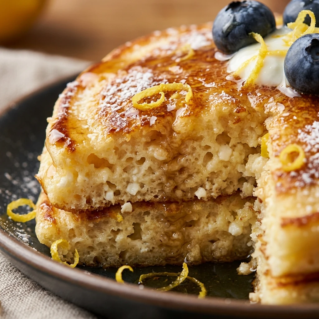 Cottage Cheese Lemon Pancakes High Protein Fluffy Zesty
