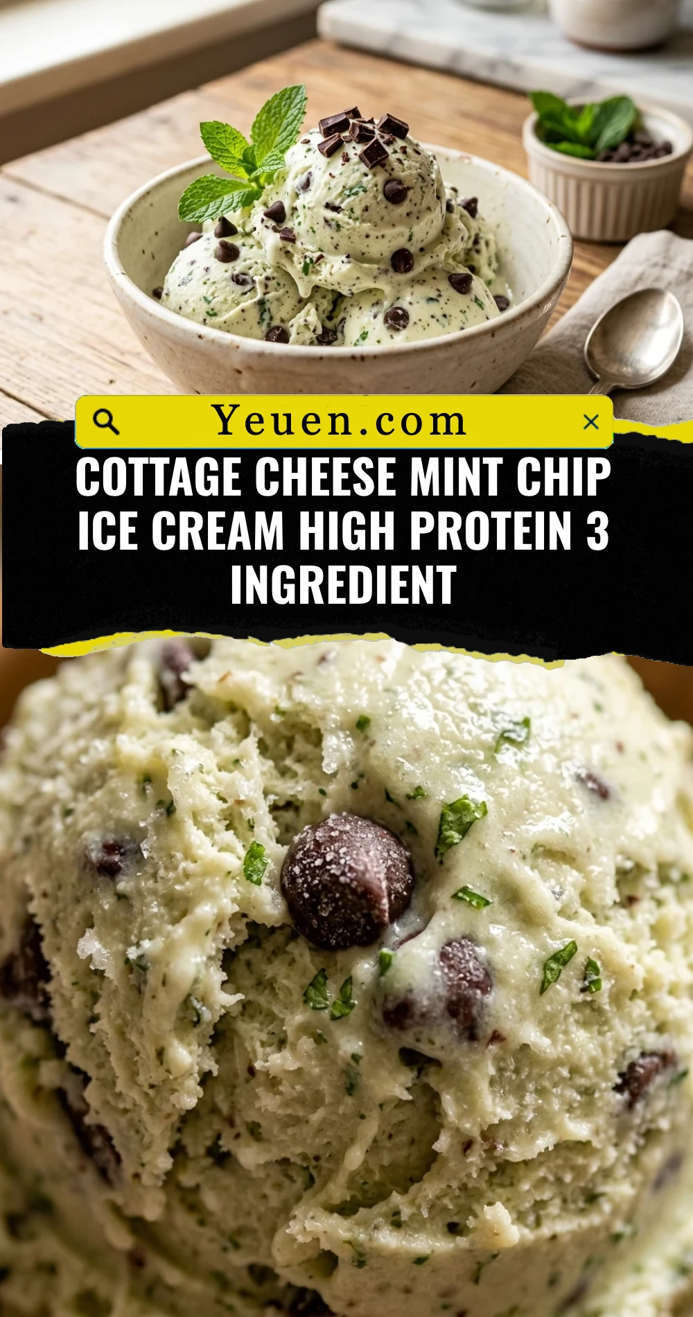 Cottage Cheese Mint Chip Ice Cream High Protein 3 Ingredient