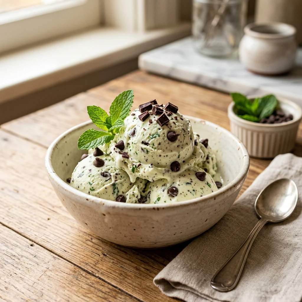 Cottage Cheese Mint Chip Ice Cream High Protein 3 Ingredient