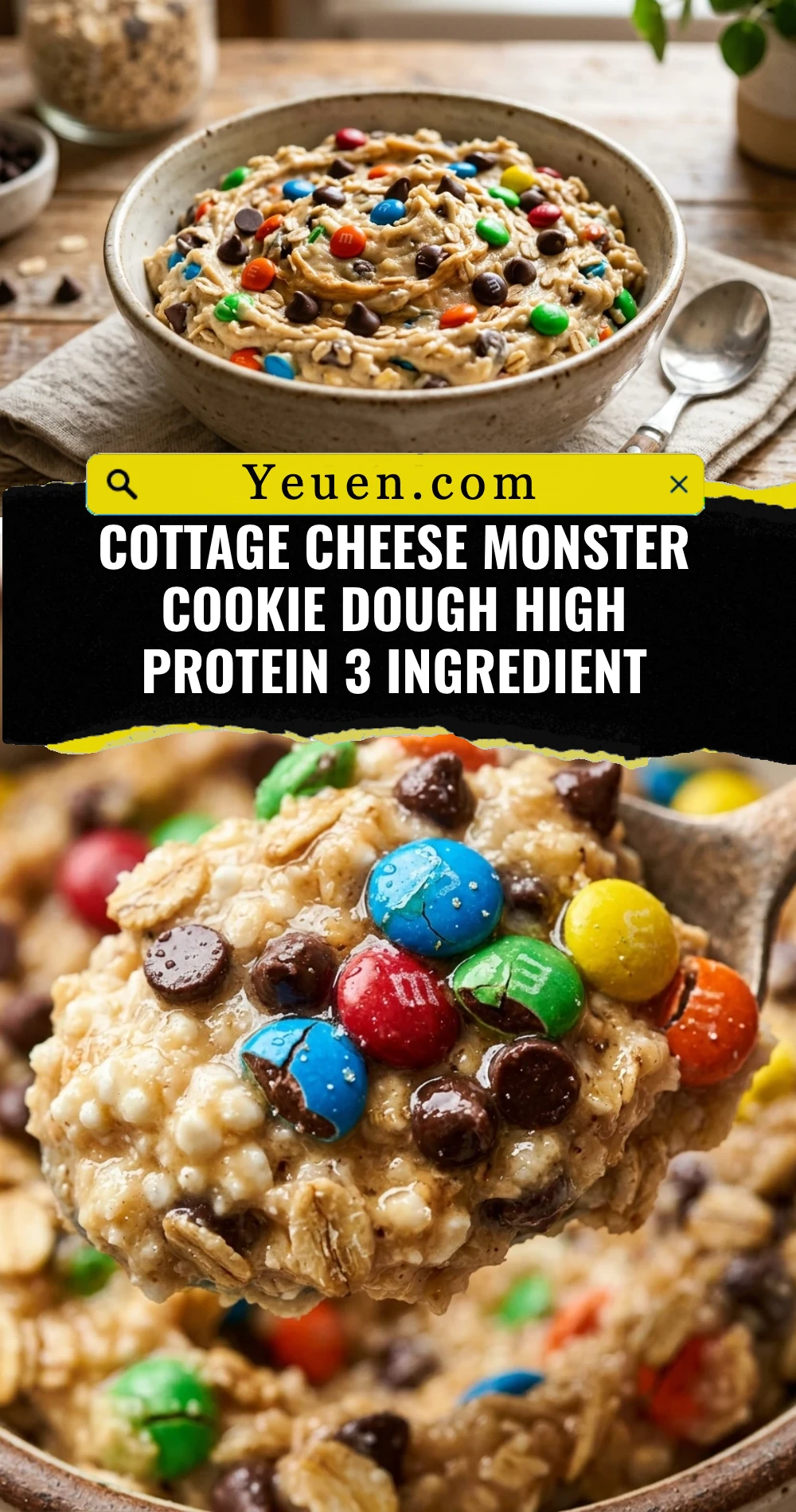 Cottage Cheese Monster Cookie Dough High Protein 3 Ingredient