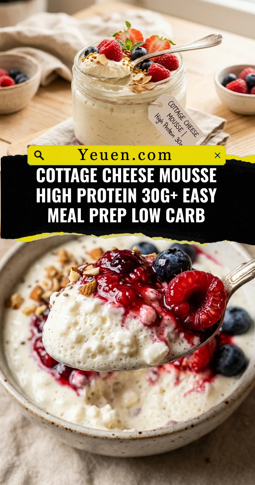 Cottage Cheese Mousse High Protein 30g+ Easy Meal Prep Low Carb