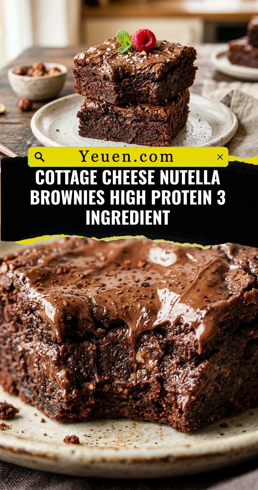 Cottage Cheese Nutella Brownies High Protein 3 Ingredient