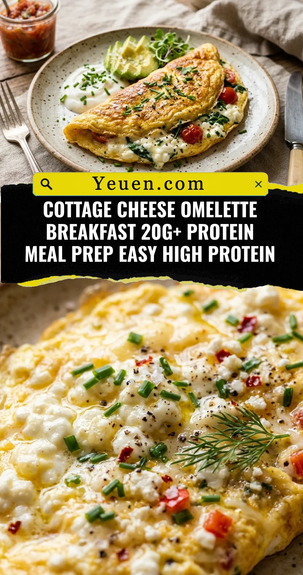 Cottage Cheese Omelette Breakfast 20g+ Protein Meal Prep Easy High Protein