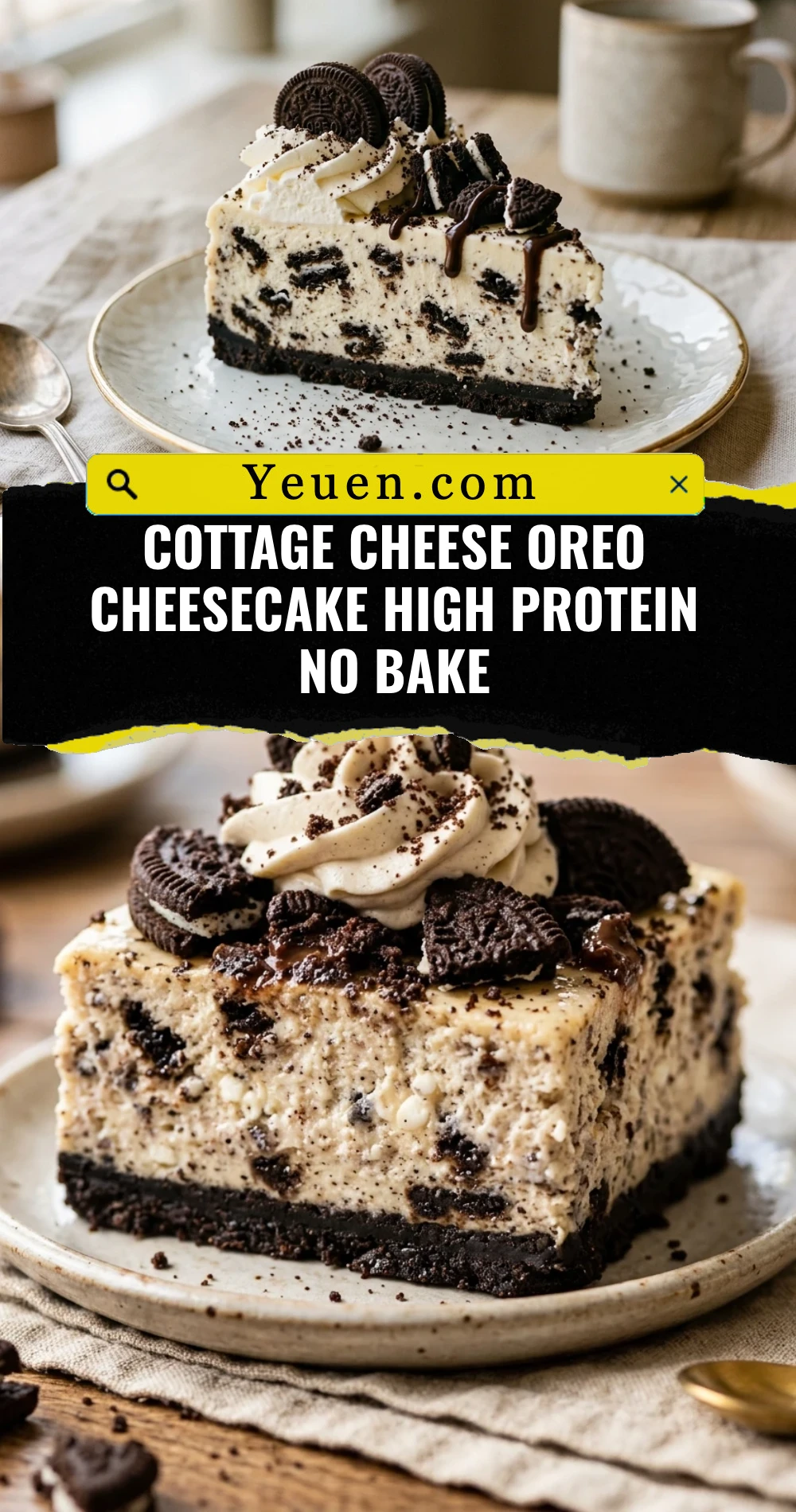 Cottage Cheese Oreo Cheesecake High Protein No Bake