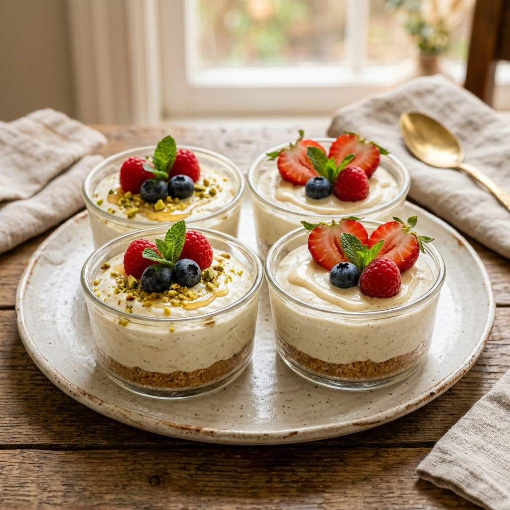 Cottage Cheese Protein Cheesecake Cups - No Bake