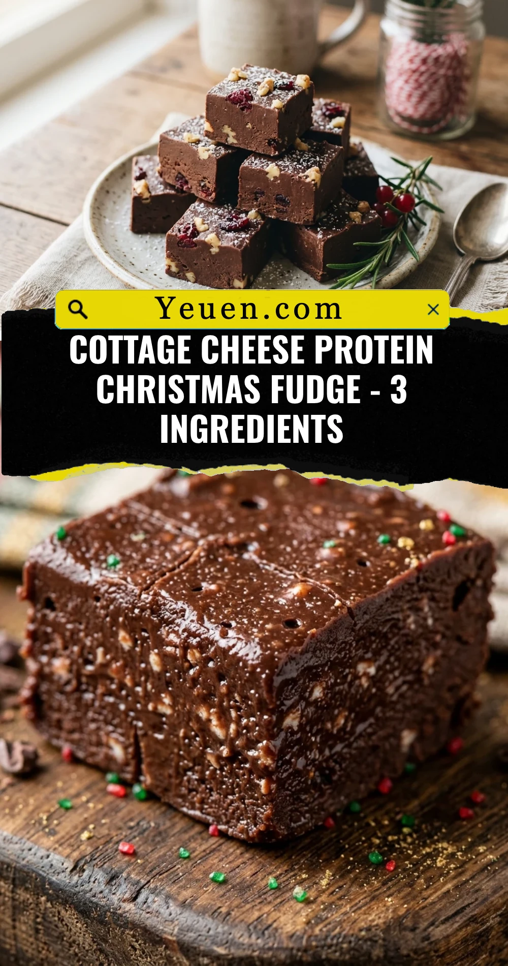 Cottage Cheese Protein Christmas Fudge - 3 Ingredients