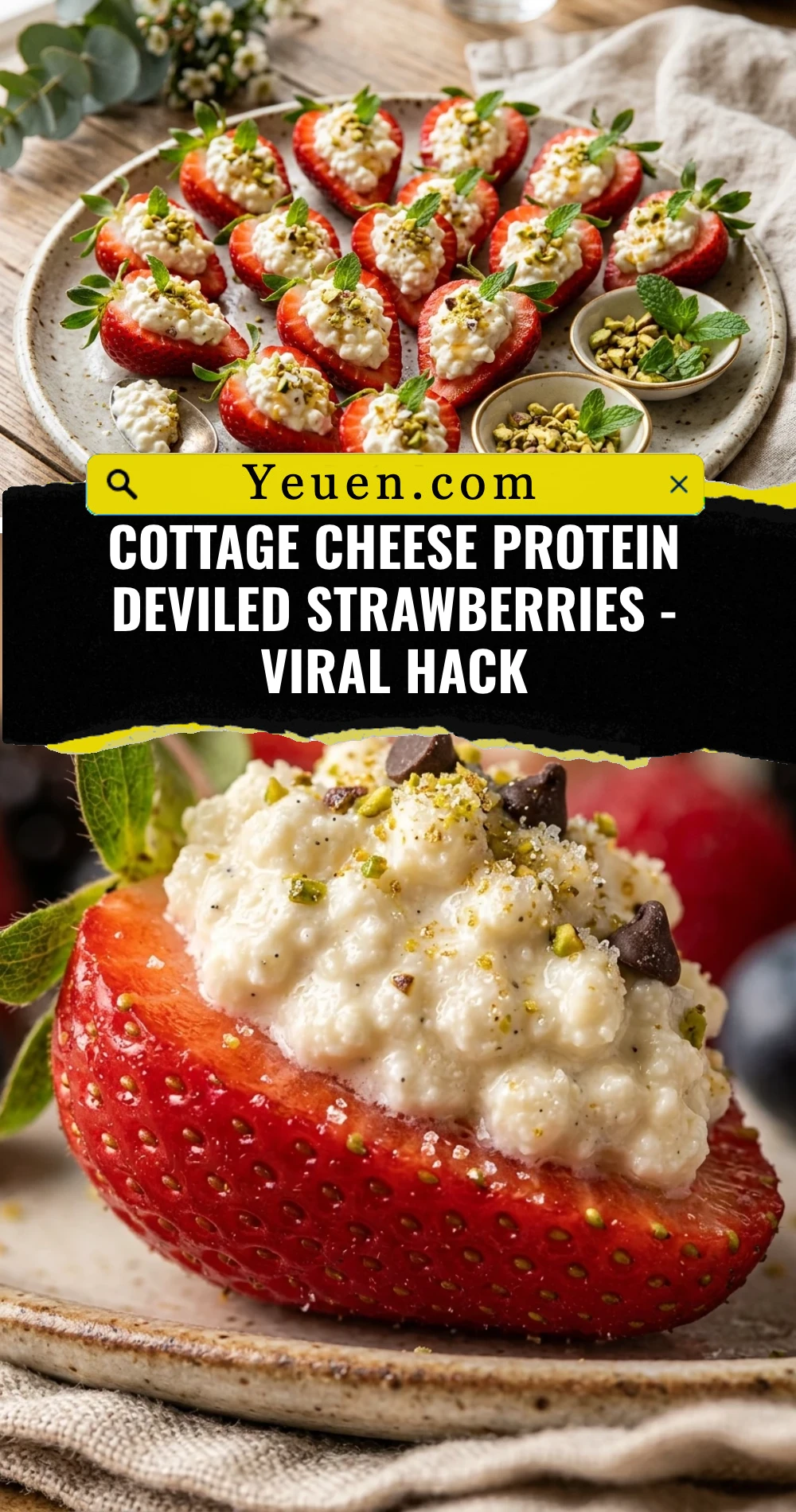 Cottage Cheese Protein Deviled Strawberries - Viral Hack