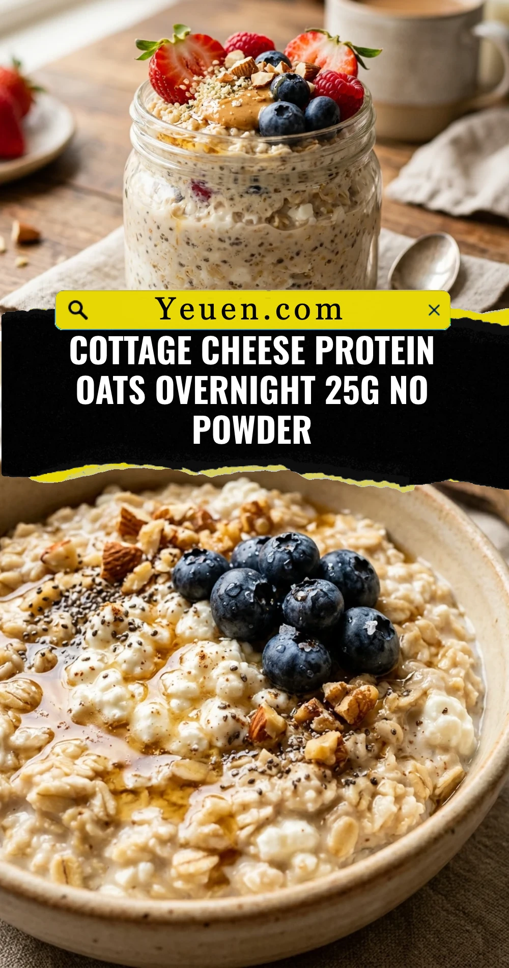 Cottage Cheese Protein Oats Overnight 25g No Powder