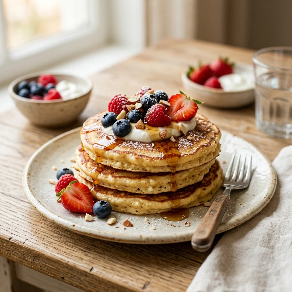Cottage Cheese Protein Pancakes 3 Ingredients 20g+