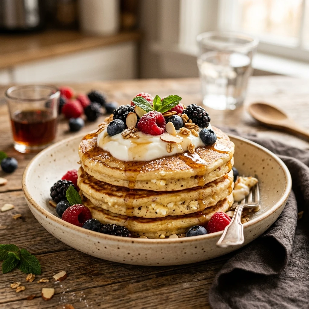 Cottage Cheese Protein Pancakes - Dessert Style