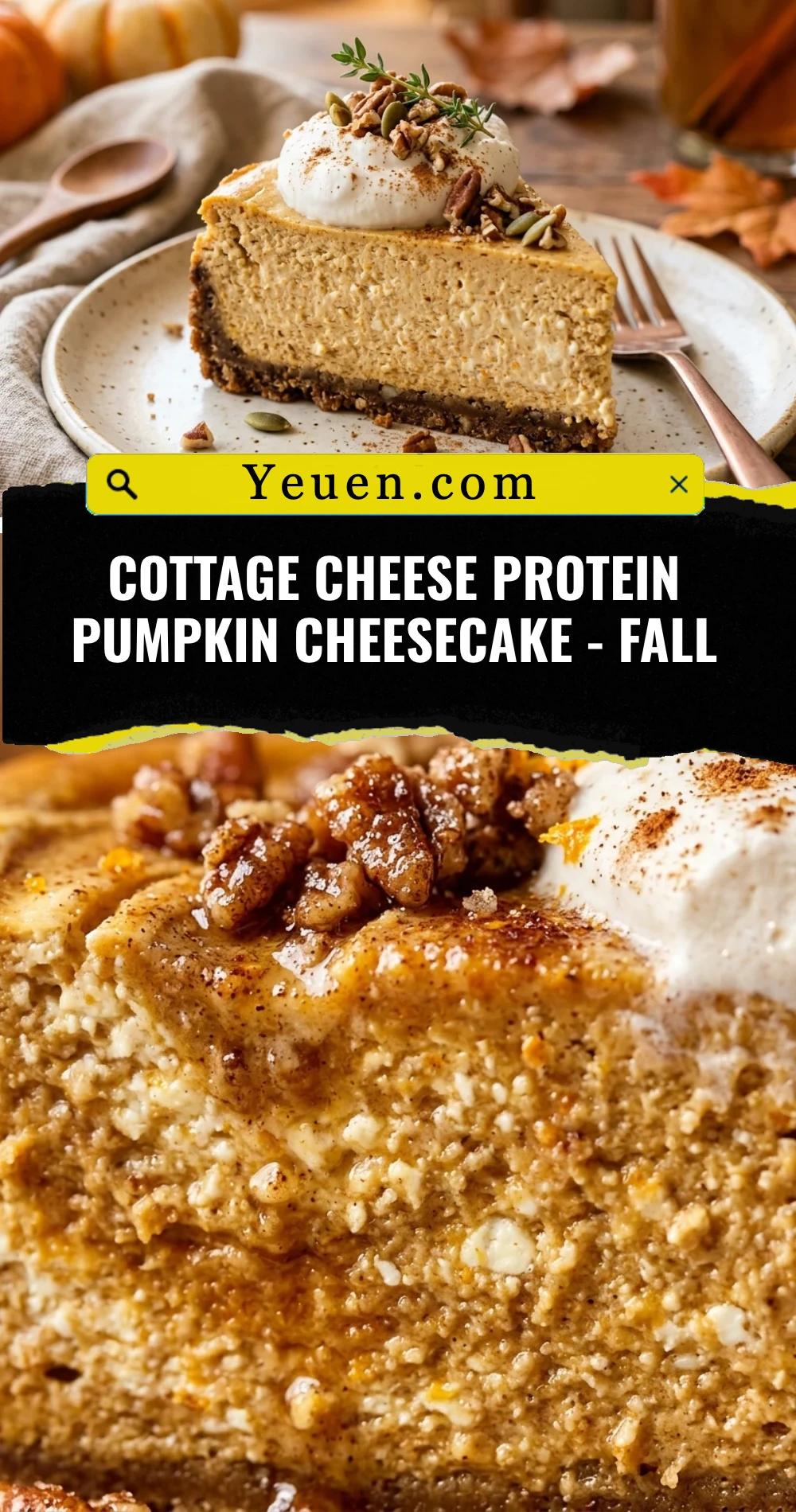 Cottage Cheese Protein Pumpkin Cheesecake - Fall