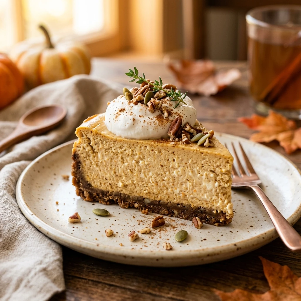 Cottage Cheese Protein Pumpkin Cheesecake - Fall