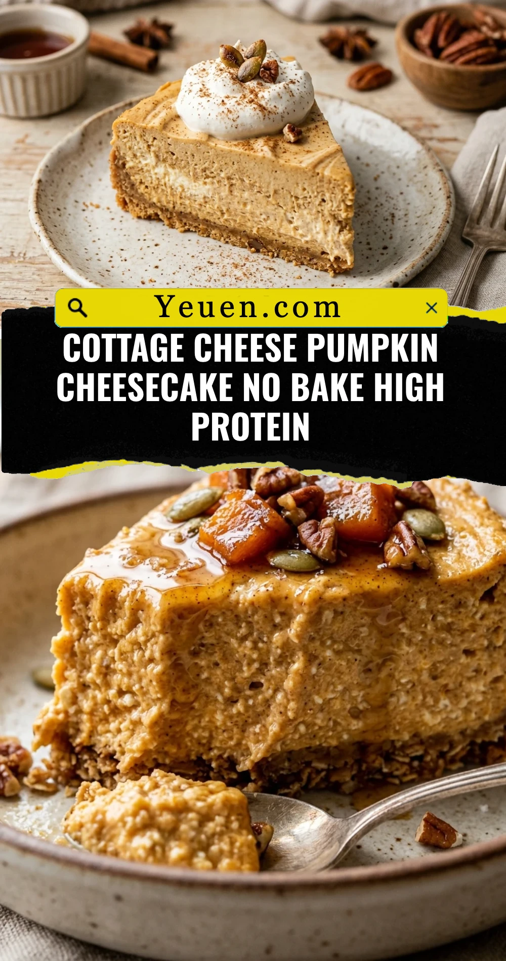 Cottage Cheese Pumpkin Cheesecake No Bake High Protein